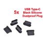 5* Siliconen anti-stof pluggen voor USB Type-C Port, kleur Zwart*