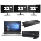 HP EliteBook 830 G7 - Intel Core i7-10e Generatie - 13 inch - 8GB RAM - 256GB SSD - Windows 11 + 3x 22 inch Monitor