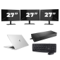 HP EliteBook 830 G7 - Intel Core i7-10e Generatie - 13 inch - 16GB RAM - 256GB SSD - Windows 11 Home + 3x 27 inch Monitor