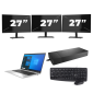 HP EliteBook 830 G8 - Intel Core i5-11e Generatie - 13 inch - 16GB RAM - 256GB SSD - Windows 11 Home + 3x 27 inch Monitor