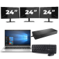 HP EliteBook 835 G7 - AMD Ryzen 3 Pro 4450U - 13 inch - 8GB RAM - 256GB SSD - Windows 10 Home + 3x 24 inch Monitor