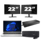 HP ProBook 445 G8 - AMD Ryzen 3 5400U - 14 inch - 16GB RAM - 256GB SSD - Windows 11 + 2x 22 inch Monitor