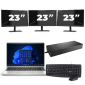 HP ProBook 445 G8 - AMD Ryzen 3 5400U - 14 inch - 16GB RAM - 256GB SSD - Windows 11 + 3x 23 inch Monitor