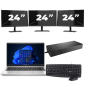 HP ProBook 445 G8 - AMD Ryzen 3 5400U - 14 inch - 16GB RAM - 256GB SSD - Windows 11 + 3x 24 inch Monitor