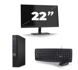 Dell OptiPlex 3070 Micro USFF - Intel Core i3-9e Generatie - 8GB RAM - 256GB SSD - Windows 11 + 1x 22 inch Monitor