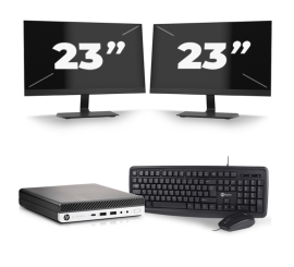 HP EliteDesk 800 G5 USFF - Intel Core i5-9e Generatie - 8GB RAM - 256GB SSD - Windows 11 + 2x 23 inch Monitor