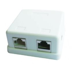 Two jack surface mount box with 2 CAT5e half-shielded keystone jacks