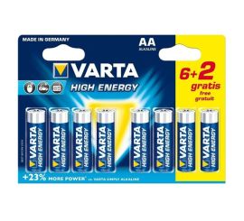 VARTA High Energy Alkaline batterij, AA/LR6, 1,5V, 6+2 Gratis!