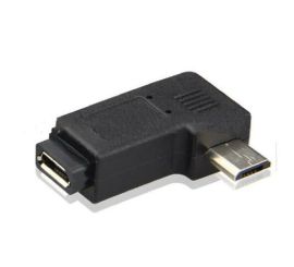 Micro USB Female to Male adapter, 90° Left Angle