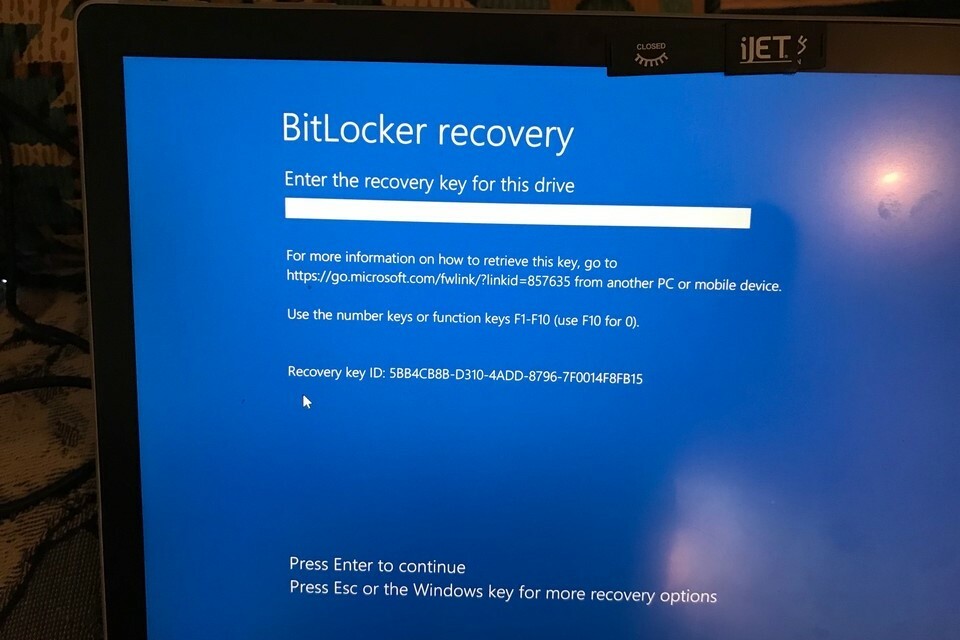 windows bitllocker probleem op laptop